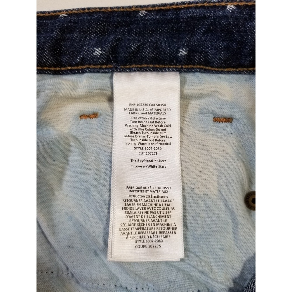 Current/Elliott The Boyfriend Short In Love White Stars Denim NWT 23 24 25 $198 - Picture 15 of 15